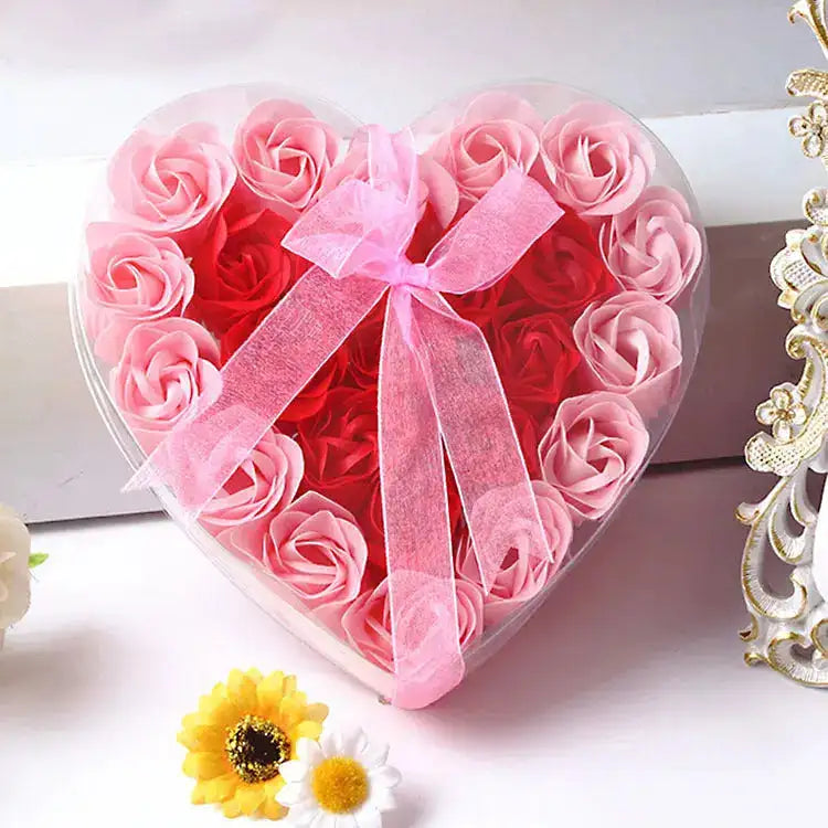 Rose-scented soap heart-shaped gift box PureGlow Valentine  PureGlow