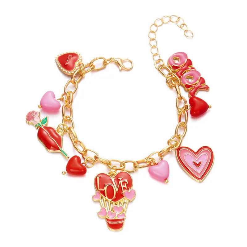 Peach Heart Multi-element Pendant Bracelet.