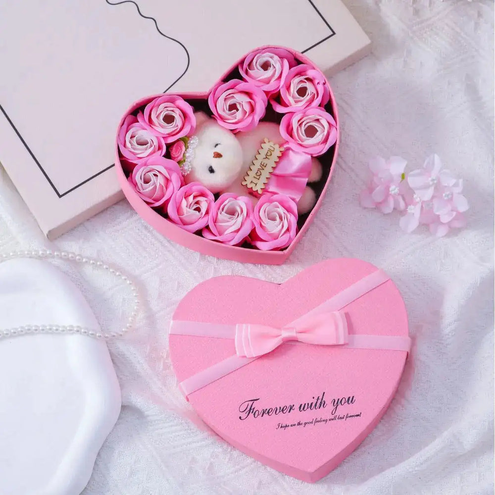 Soap Flower Rose Heart Gift Box PureGlow Valentine  PureGlow