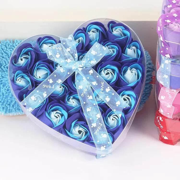 Rose-scented soap heart-shaped gift box.