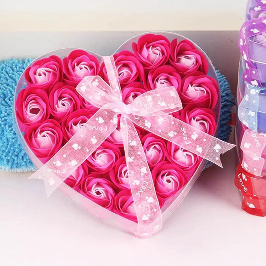Rose-scented soap heart-shaped gift box.