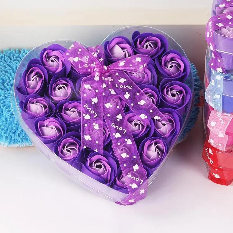 Rose-scented soap heart-shaped gift box.