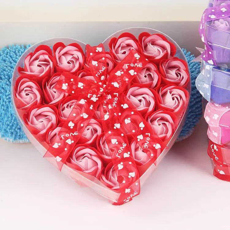 Rose-scented soap heart-shaped gift box.