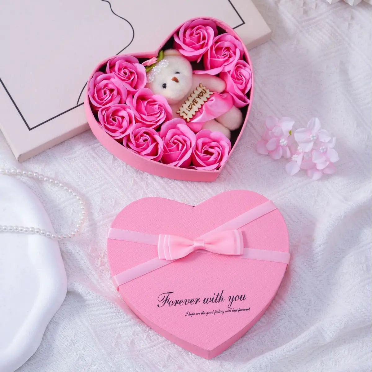 Soap Flower Rose Heart Gift Box.