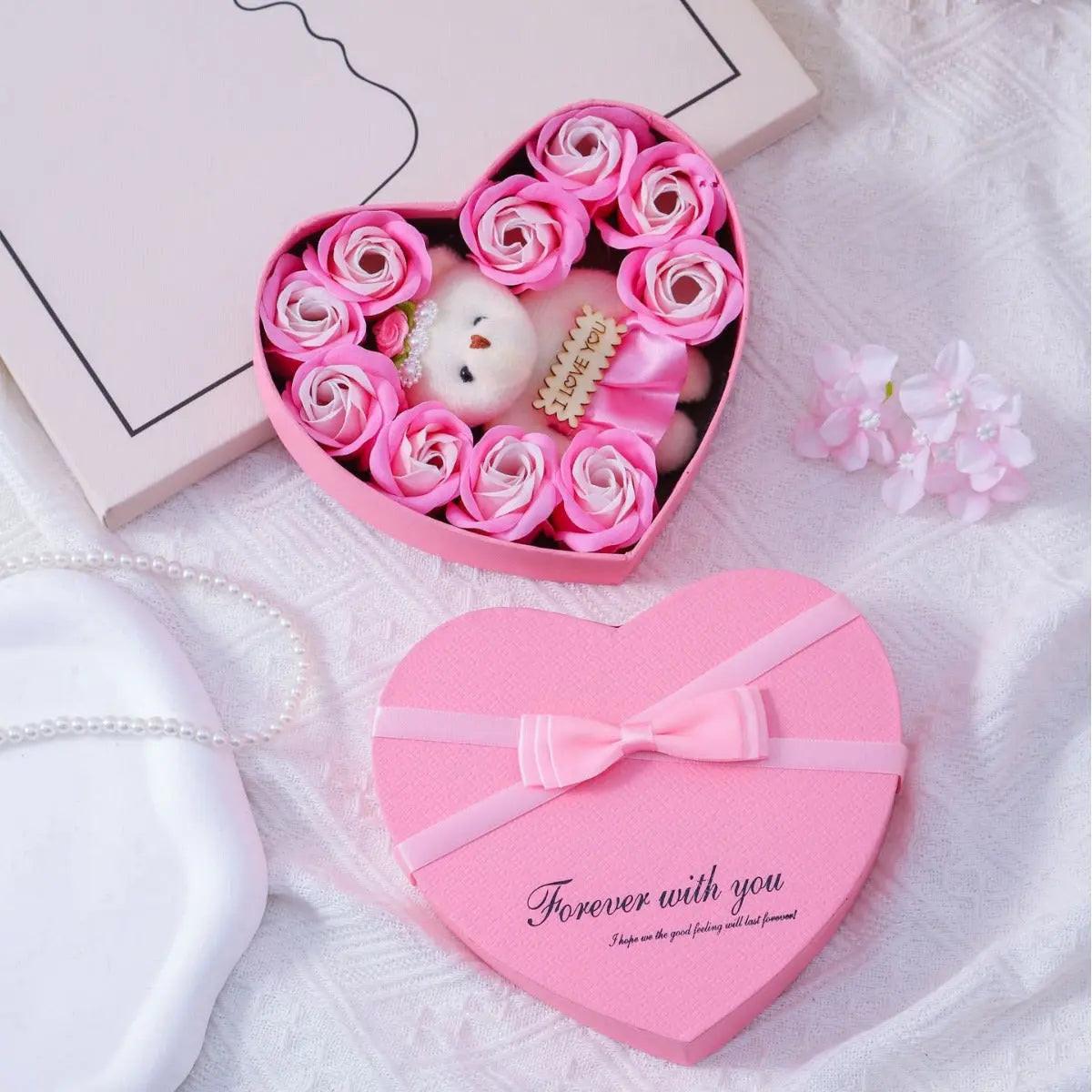 Soap Flower Rose Heart Gift Box.