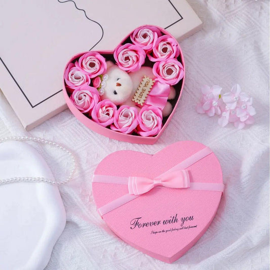Soap Flower Rose Heart Gift Box.